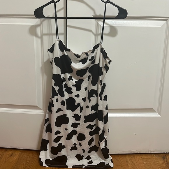 Cowprint square neck mini dress - Picture 1 of 2